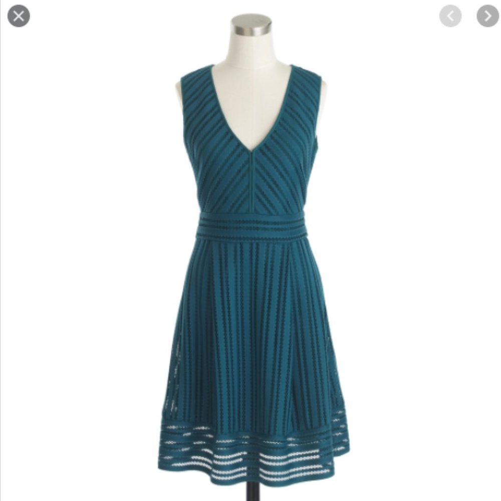 J. Crew A-Line Striped Eyelet Dress